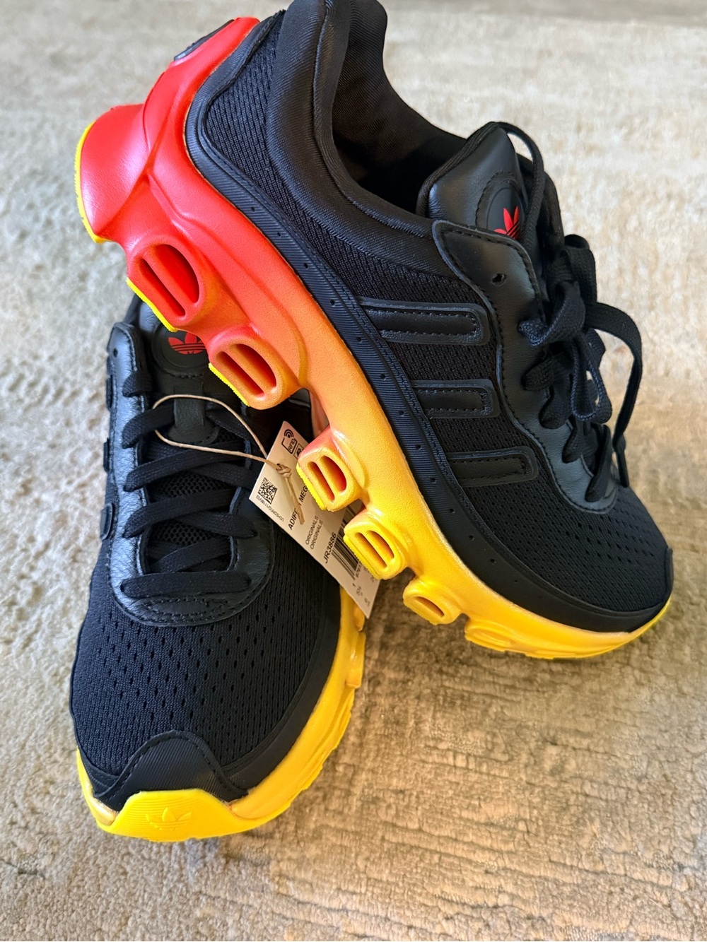 Adidas Adifom Megaride J Black Red Yellow Sneakers Youth Size 6 NWT